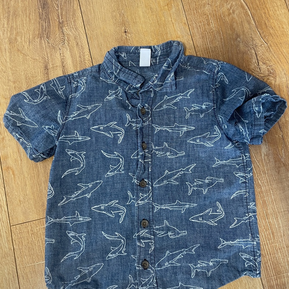 Shark Print Kids Shirt - Blue